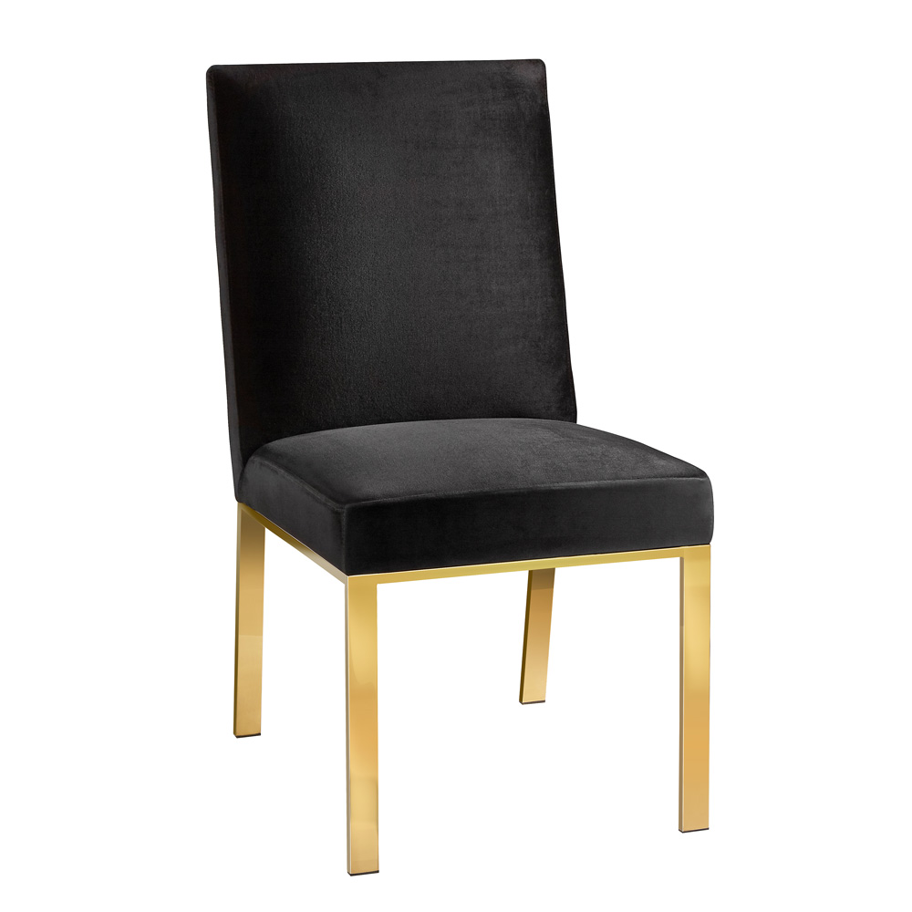 Wellington Gold Dining Chair: Black Velvet